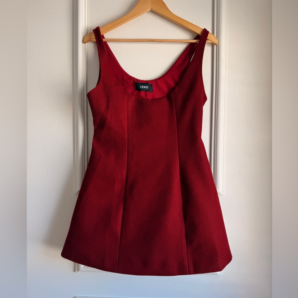 Bright red fit and flare mini dress